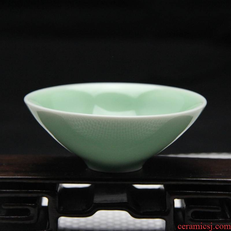 Qiao mu brother longquan celadon up hat to kung fu tea cups of tea cups in hand - made pointed foot dip bowl of authenticity