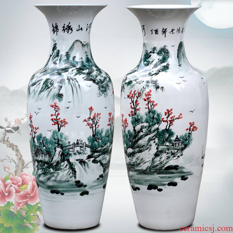 Blue and white porcelain of jingdezhen ceramic hand - made splendid sunvo flower arranging landing big vase 90 cm high home furnishing articles in the living room