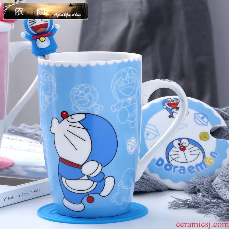 Girls ceramic cup workers cartoon ceramic cup with cover cup spoon couples office contracted lovely cup