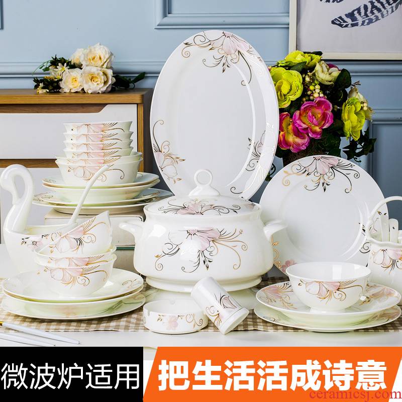 28/56 skull porcelain tableware Korean dishes suit of jingdezhen ceramics creative home dishes cutlery set