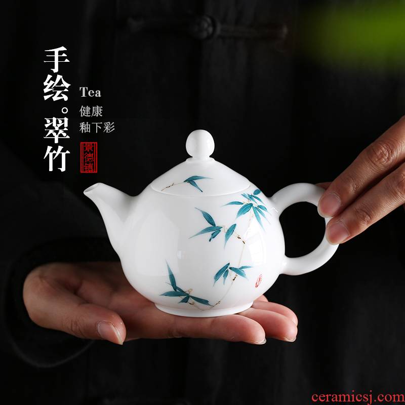 Jingdezhen up the fire which hand - made ceramic teapot single pot of contracted kung fu tea set white porcelain Chinese style household