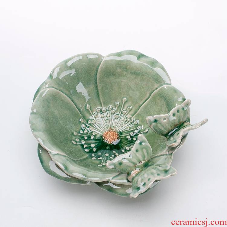 Large diameter butterfly green, fleshy flowerpot ceramic platter creative modern rural micro landscape basin of north I contracted