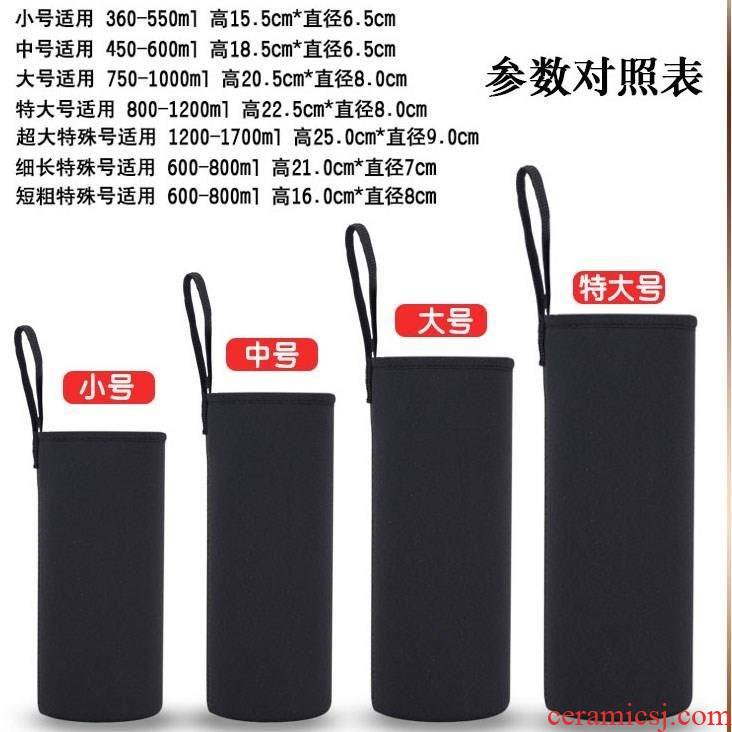 Condom cups with lift rope portable hot water proof protection, general students temperature glass heat insulation protective cup bag