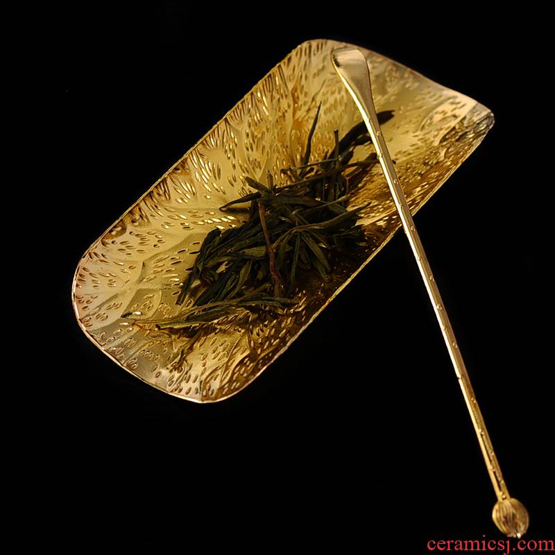 Xu ink manual hammer copper tea enjoy tea holder tea spoon teaspoon shovel ChaZhen antique copper ChaBo tea accessories