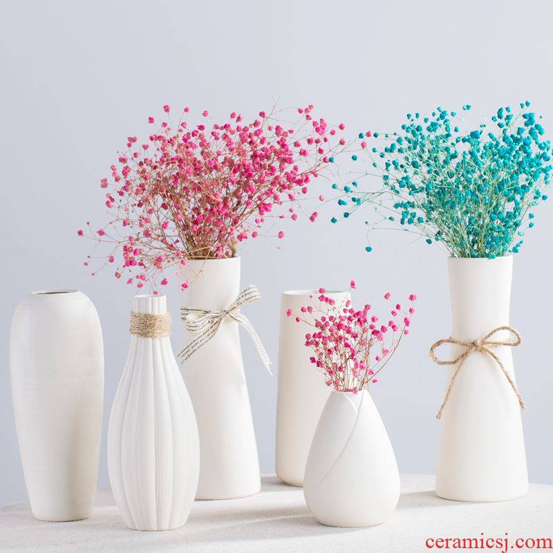 All over the sky star simulation fresh dry plastic flowers in the living room table type large white ceramic vases, ground decoration
