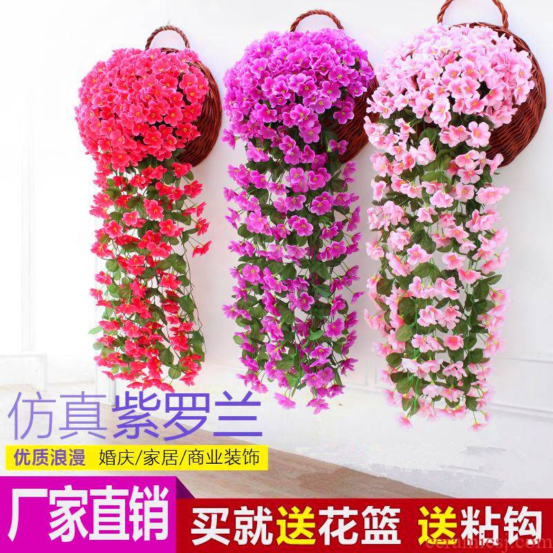 Simulation flower tea hung hang flowers I plant flowers hanging rattan cane adornment wall hanging wall setting wall in the room