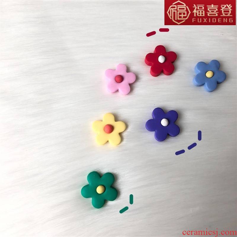 Xuan Fu xi 's elegant ins spring wind flower ear clip earrings with retro clay colorful flowers earring