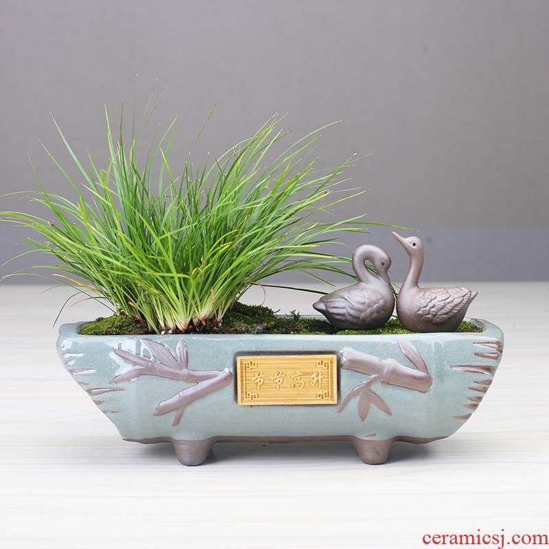 New Chinese style restoring ancient ways asparagus pot classical violet arenaceous zen Chinese wind orchid miniascape indoor large flower pot ceramics