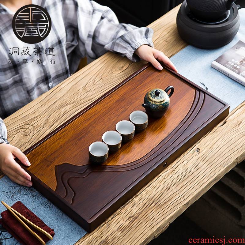 In building contracted heavy bamboo tea tray with the whole piece of tablet office dry terms plate of the sitting room tea kungfu tea table