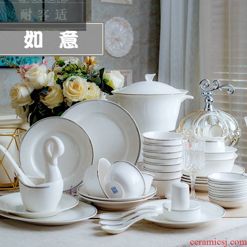 Hold to guest comfortable jingdezhen source factory contracted Nordic ipads porcelain tableware 56 head 60 dishes can gift packages