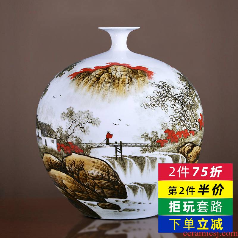 Jingdezhen ceramics glaze color hand - made under ground vase pomegranate bottles of large landscape bottle Chinese style living room furnishing articles