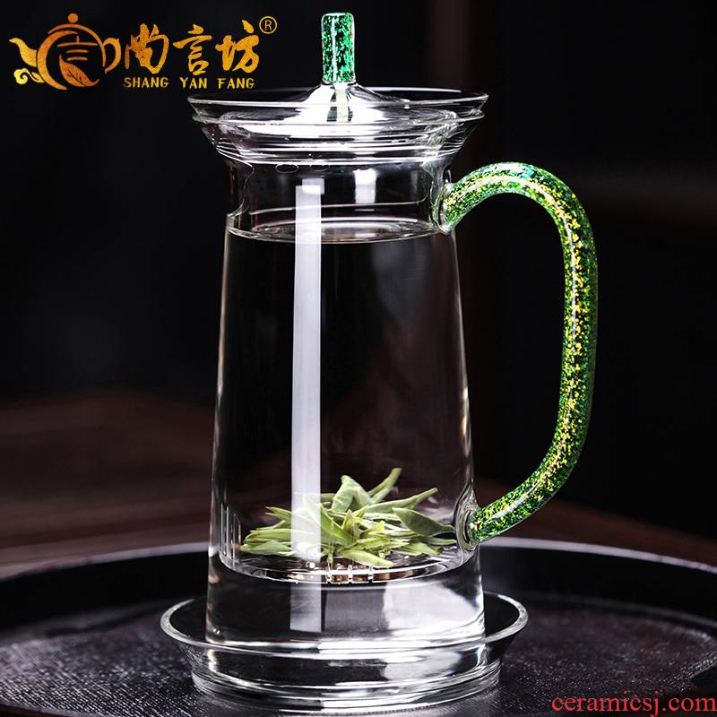 It still fang glass filter tank with cover the three cups of tea cups separation of men and women office mercifully tea cups