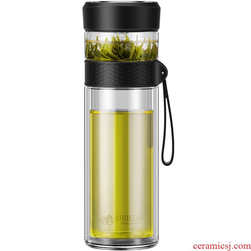 Shu also make tea cup tea cup web celebrity cup men 's large capacity filter separation double - layer glass portable travel