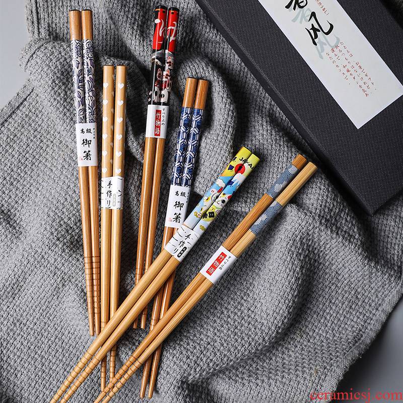Choi pomelo Japanese household gift box and wind bamboo chopsticks bamboo chopsticks chopsticks tableware set suits for five pairs