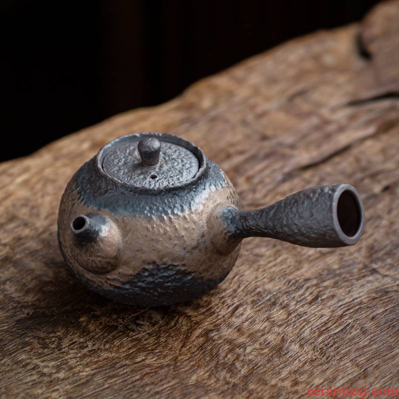 Side of coarse pottery pot of single pot, ceramic teapot Japanese manual fine gold ore teapot restoring ancient ways single pot home make tea