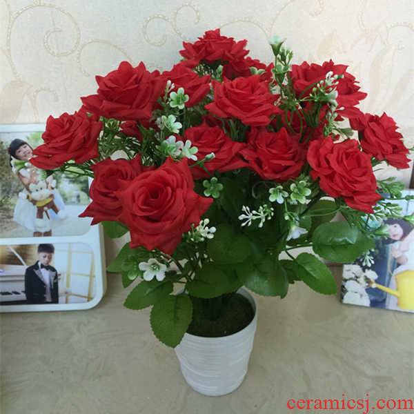 Simulation flowers, artificial flowers, sitting room boutique rose plastic household indoor table table decoration decoration