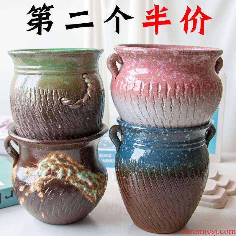Big flowerpot coarse pottery clay, fleshy'm plant orchid rose ceramics high mage old running the Big flower pot