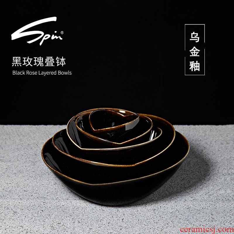 Spin black roses a fold to use fruit bowl household melon seed plate dry fruit bowl sitting room tea table compote creative candy dishes