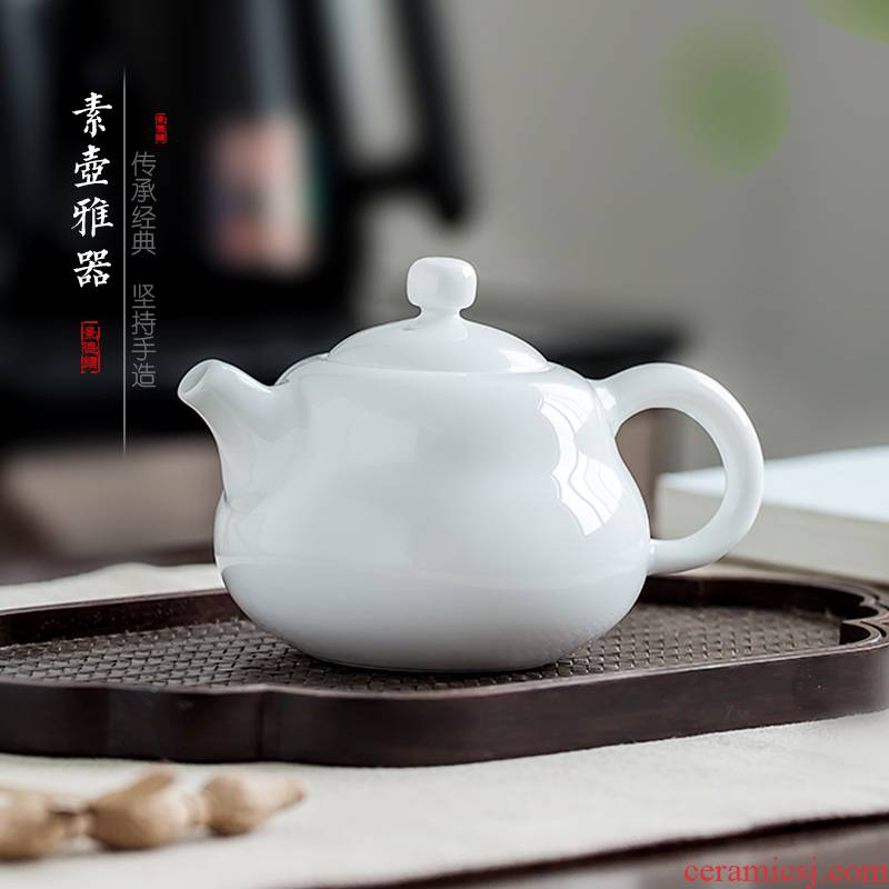 Jingdezhen up the fire which white porcelain hand little teapot single pot of kung fu tea set ceramic teapot with a filter