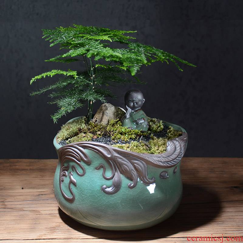 Elder brother up creative large - diameter pot ceramic special offer a clearance, the plants potted meat calamus asparagus more big huai basin