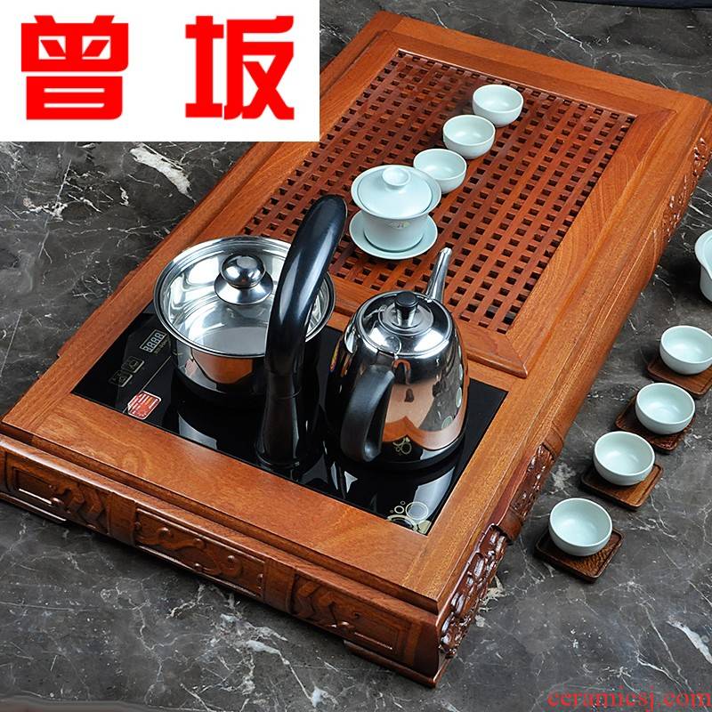 The Who -- tea four one solid wood tea tray was large annatto kung fu tea set with electric kettle rosewood