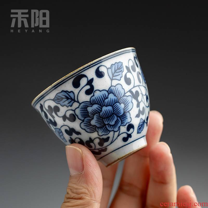 Send Yang ceramic cups porcelain sample tea cup kung fu tea tea set household master cup tea cup single CPU restoring ancient ways