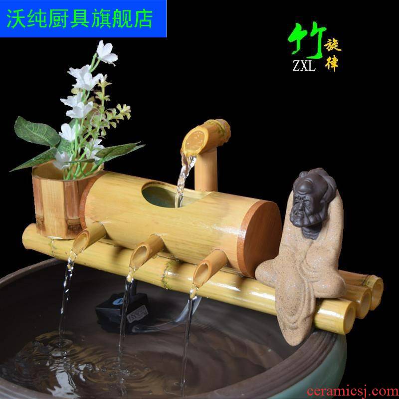 Porcelain basin of aquarium fish tank automatically circulating water system of water of plug-in electric water manually filtered water bamboo