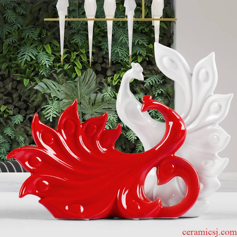 Creative household act the role ofing is tasted furnishing articles wedding gift wine sitting room the bedroom the peacock ceramic handicraft ornament