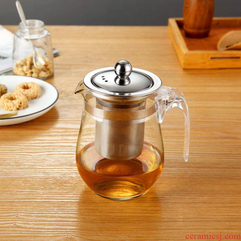 The stainless steel tank filter glass teapot tea set flowers cup cup glass teapot can unpick and wash