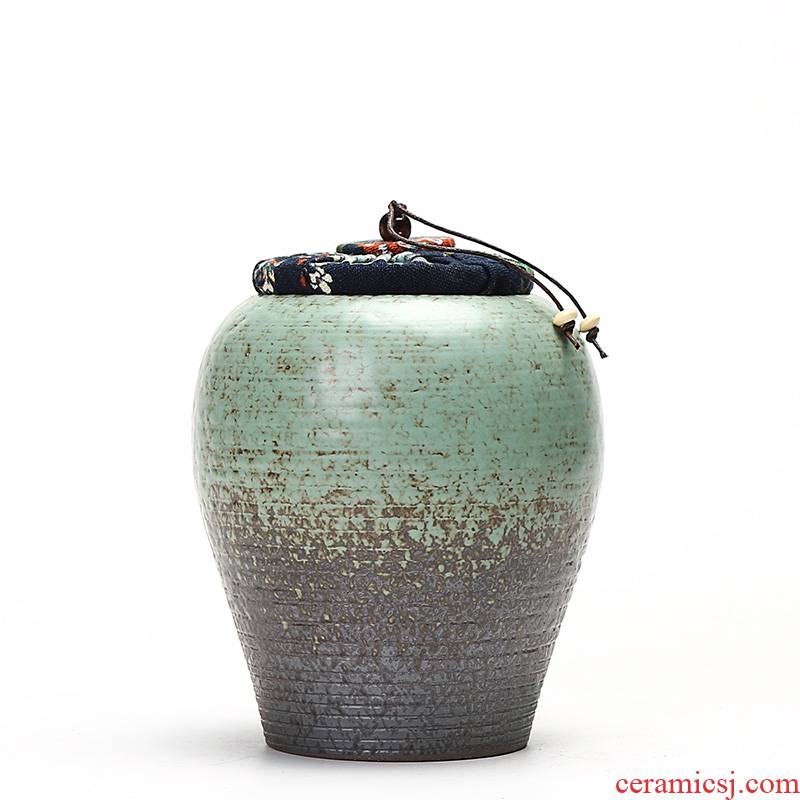 Really sheng creative coarse pottery caddy fixings large ceramic seal piggy bank receives black tea tea pot