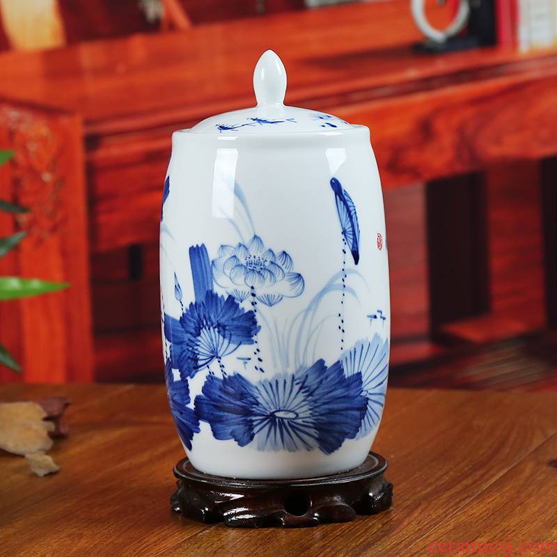 Jingdezhen blue and white ceramics storage tank caddy fixings modern home furnishing articles contracted sitting room adornment handicraft