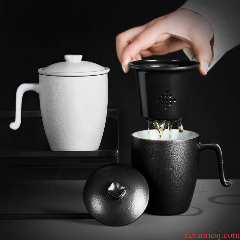 Simple office creative individuals make tea cup ultimately responds cup large ceramic filter with cover coarse pottery cup move
