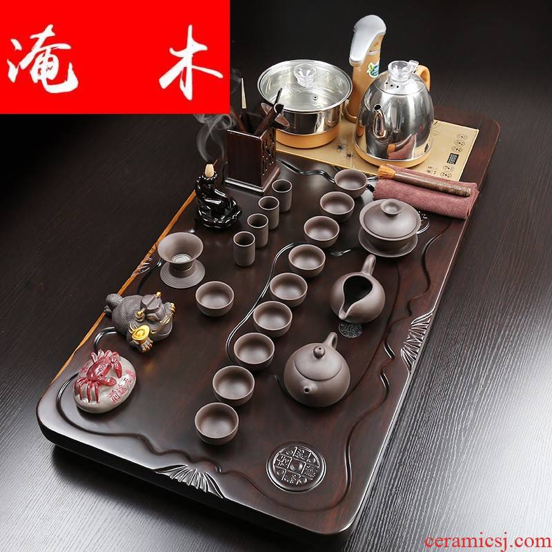 Flooded ebony wood tea tray was four unity of violet arenaceous kung fu tea set home office tea table