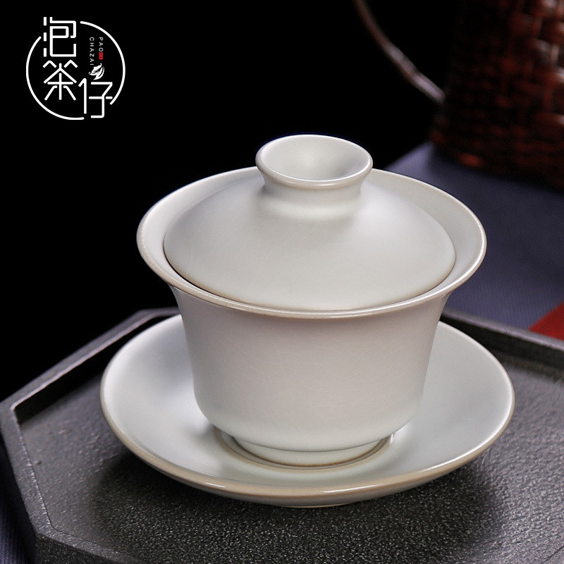 Tea seed your up three cup tureen kung fu Tea set ceramic ice cracked plate can raise authentic big bowl hand grasp pot