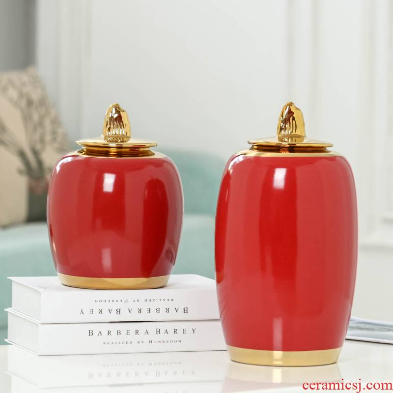 New red light key-2 luxury furnishing articles vase household act the role ofing is tasted the New Chinese style wine cabinet decorative porcelain pot version into living room