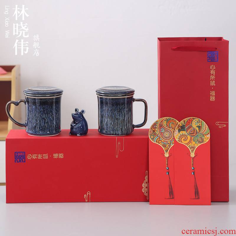 Couples mark cup a creative gift of birthday year of the rat of cup suit ceramics with cover office filter tea cup