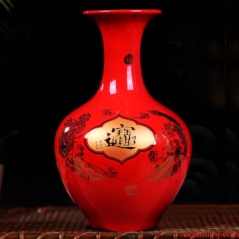 Jingdezhen ceramics China red vase large modern household, sitting room adornment flower arranging TV ark, act the role ofing is tasted furnishing articles
