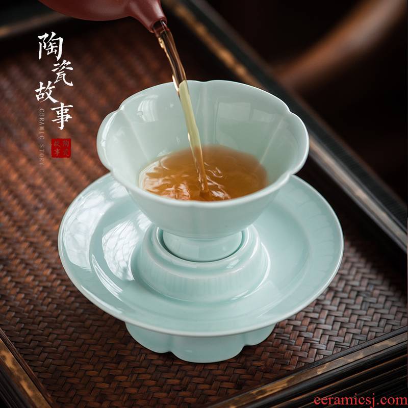 Ceramic story shadow oolong tea light masters cup cup with lace in southern song dynasty contracted household kung fu tea set