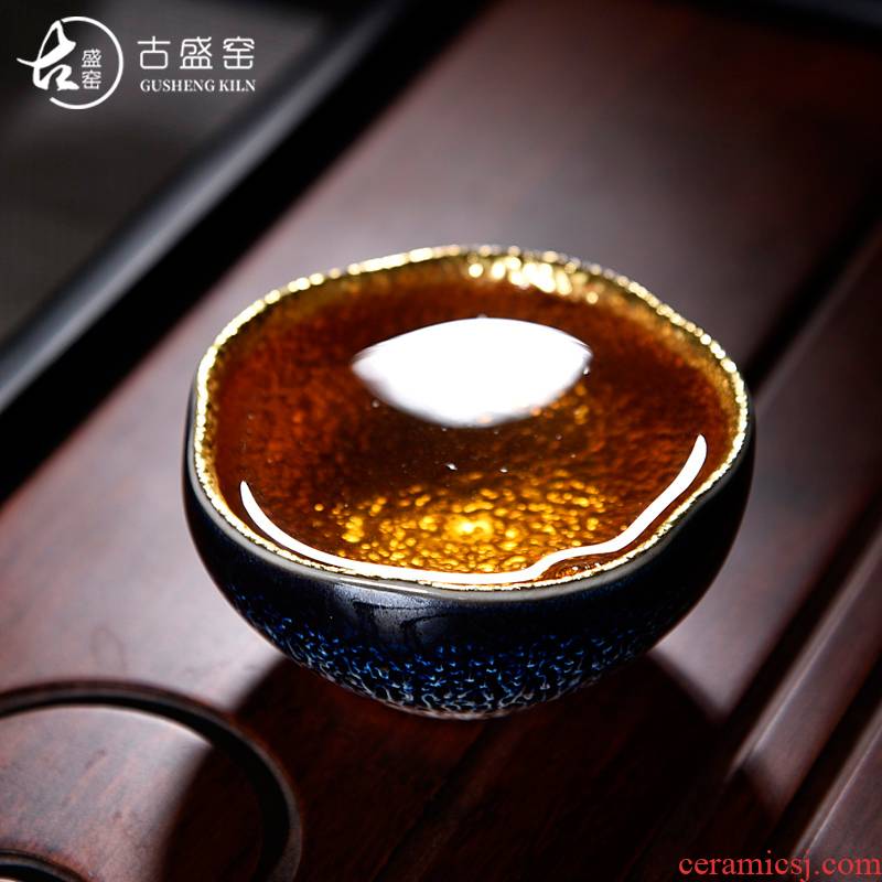 Ancient sheng up new name plum particles jinbei jun porcelain up with 24 k gold jinzhan bowl masters cup sample tea cup
