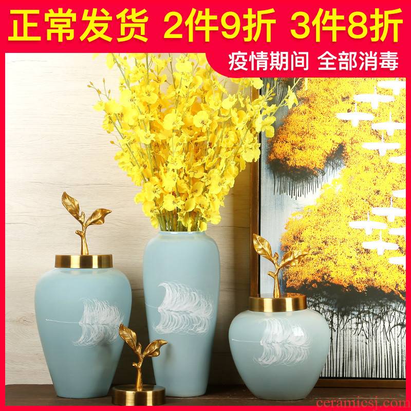 New Chinese style household jingdezhen ceramics craft vase sitting room porch dried flowers flower arrangement creative decorations furnishing articles