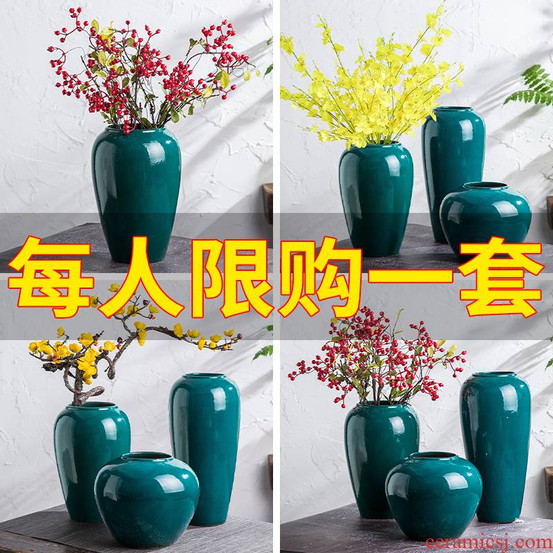 Jingdezhen vase furnishing articles dried flowers to decorate the living room table I and contracted flower arranging the Nordic ceramic color glaze porcelain