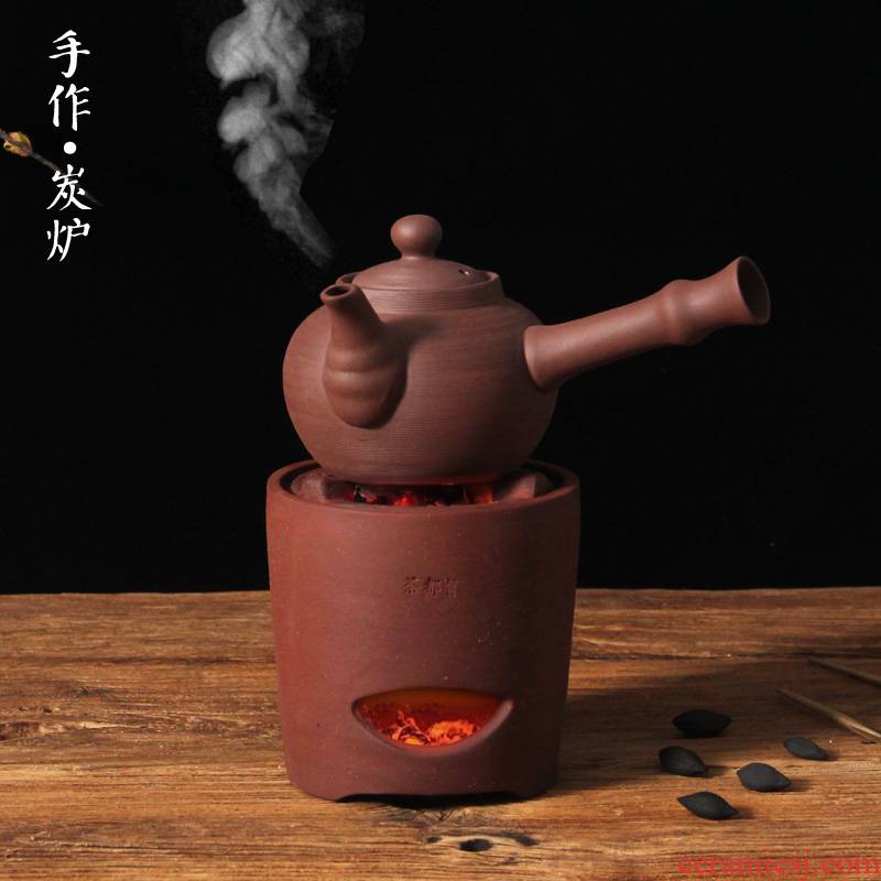 Olive wood stoves red mud tea stove manual wind furnace carbon furnace small fire boil tea thick clay POTS zen tea drinks