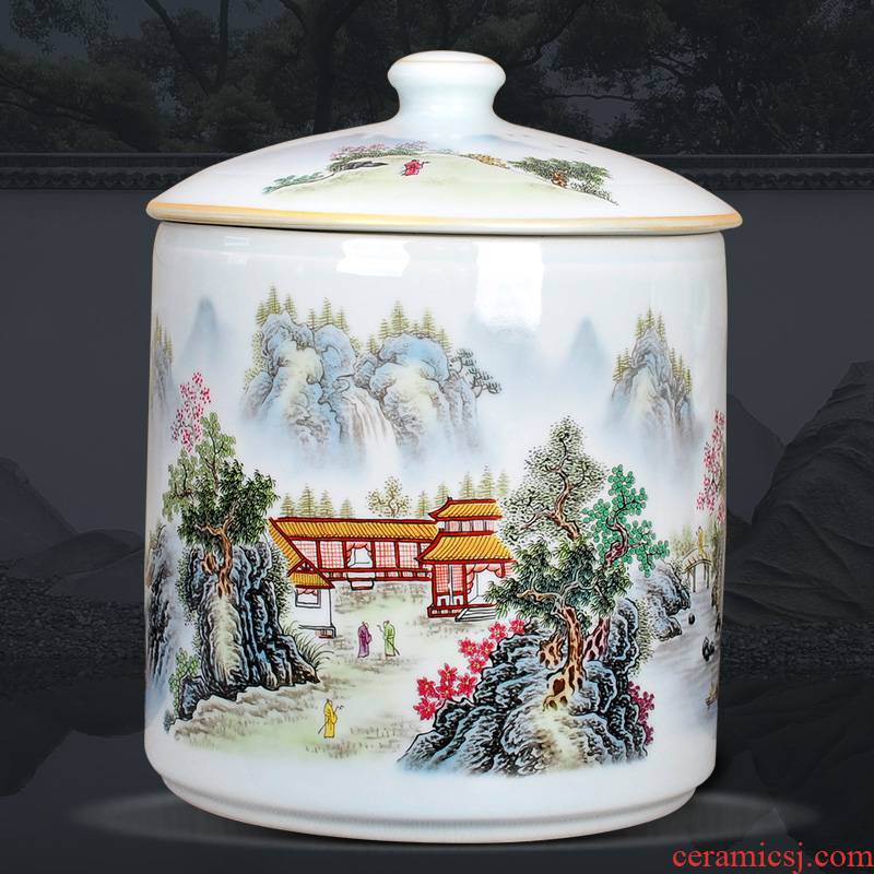 Pu 'er tea cake caddy fixings ceramic large storage tanks are scattered tea packaging moistureproof with cover sealing kung fu tea set