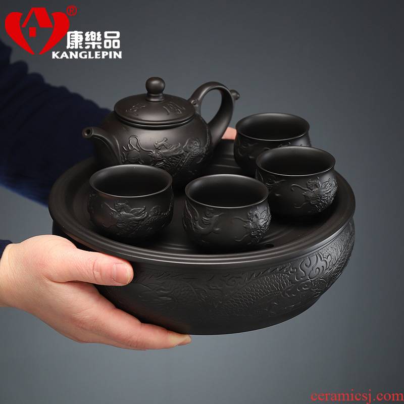 Recreational product violet arenaceous black mud chaoshan tea set water are it four cups of tea tray was 1500 ml ceramics home office