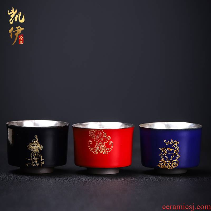 999 silver ferro ShouLiu silver sample tea cup of jingdezhen ceramic kung fu master cup tea cup tea cups
