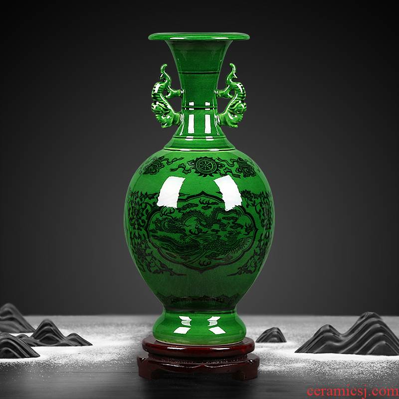 To adornment ceramics archaize ice green glaze ceramic vase classical handicraft furnishing articles household gift sitting room