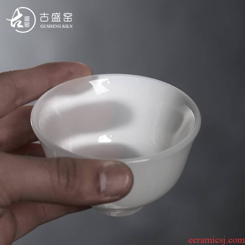 Ancient sheng up new stone, jade porcelain up large jade cup sample tea cup master cup personal single cup bowl of kung fu