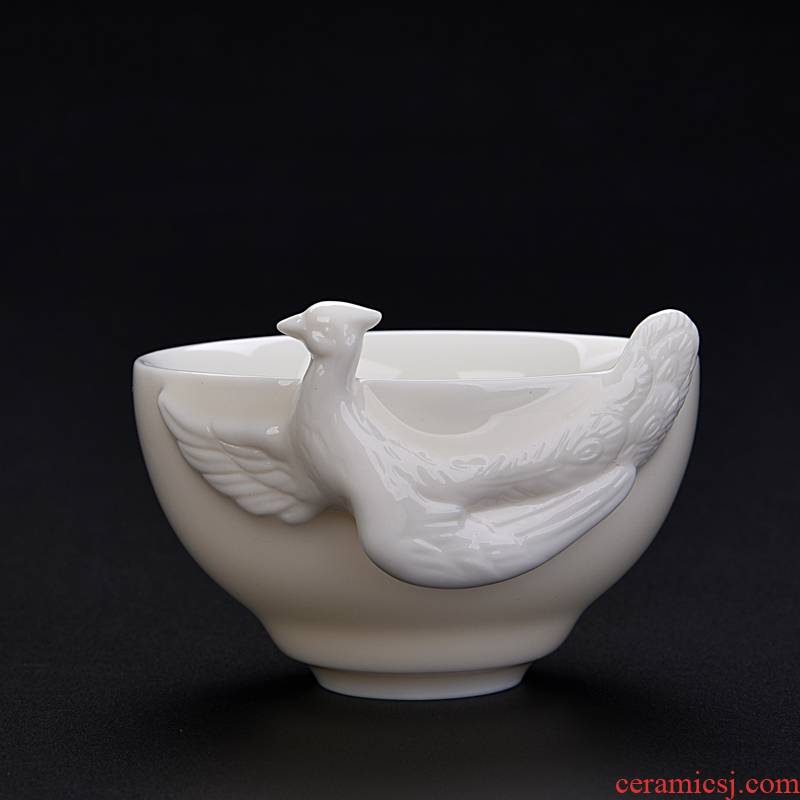 Ancient sheng dehua white porcelain up new rohan master cup ceramic personal dragon jade porcelain cup sample tea cup single cup gift box