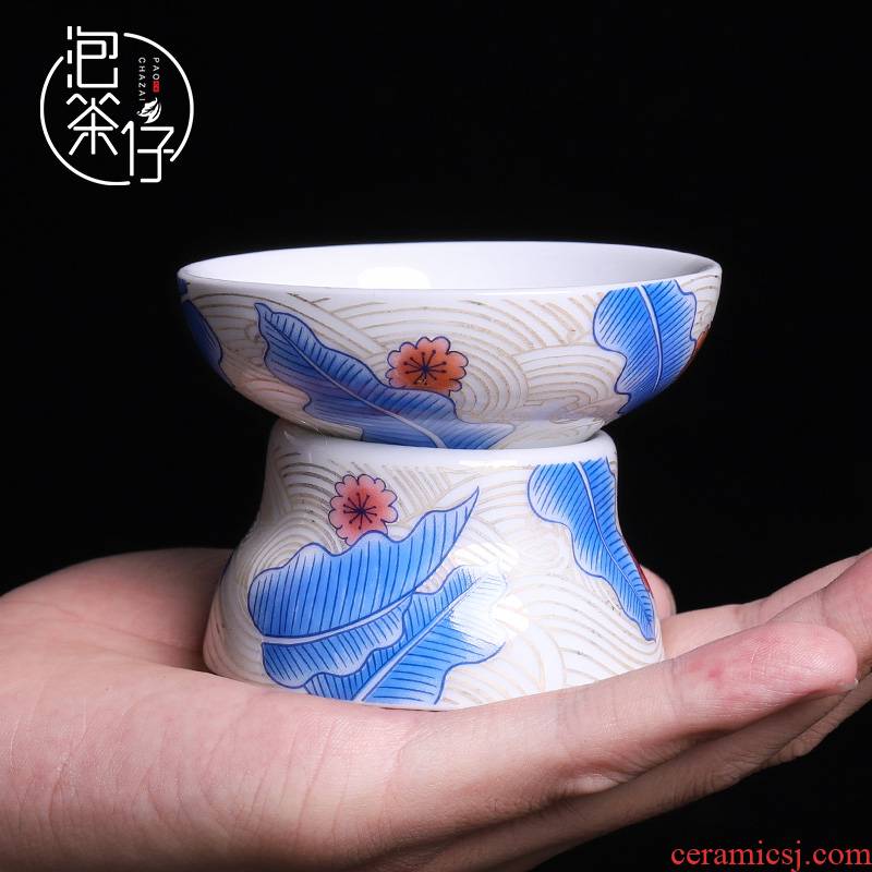 Tea seed fair kunfu Tea filters of blue and white porcelain Tea cups porcelain) mesh yarn package Tea strainer Tea accessories