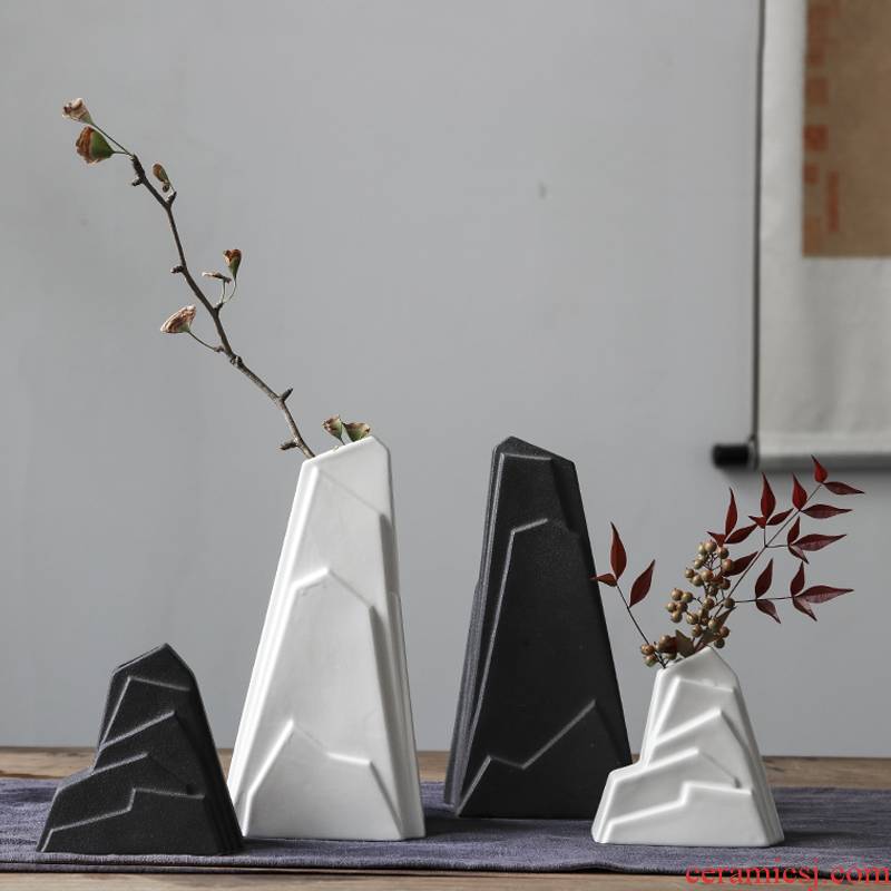 Creative ceramic vase desk rockery place of the sitting room is black and white flower arranging household Chinese zen tea taking decoration
